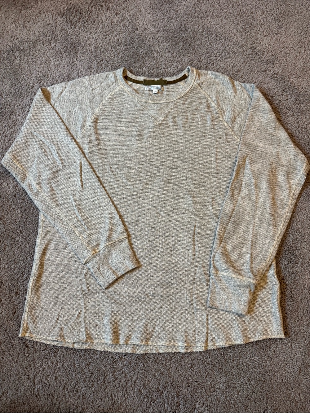 Wallace & Barnes Gray Waffle Knit Henley Size L